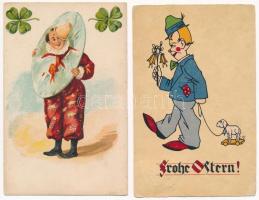 4 db RÉGI motívum képeslap: cirkusz / 4 pre-1945 motive postcards: circus