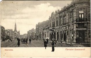 1906 Losonc, Lucenec; Gácsi utca, Neumann Henrik üzlete . Redlinger Ignác kiadása / street, shops (EK)