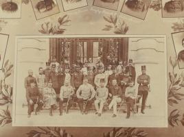 1909 M. Kir. Pécsi Honvéd hadapródiskola tablófotója, angyalos - koronás nemzeti nagycímerrel díszít...