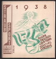 1938 A Magyar Országos Lawn-Tennis Szövetség évkönyve rengeteg fényképpel és adattal, dekoratív címlapgrafikával, szép állapotban, 148p