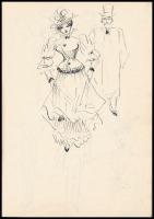 cca 1940 Róna Emy (1904-1988) Az utolsó bohém című könyv illusztrációit tartalmazó eredeti vázlatfüzete, tusrajzokkal, szép állapotban, 36p