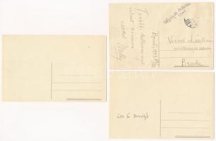 3 db RÉGI motívum képeslap: cirkuszi akrobaták és törpék / 3 pre-1945 motive postcards: circus acrob...
