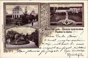 1901 Lipik, gyógytermek, park, szállodák. A. Kovács kiadása / spas, park, hotels. Art Nouveau, floral (fa)