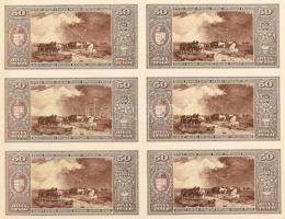 1945. 50P hátlapi fázisnyomat 21db-os ívben, ivszéllel, illesztőkerettel T:hajtatlan, feltekerve, sz...