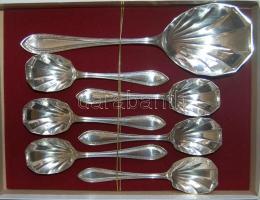 Ezüstözött desszertes készlet, 6 kanál + 1 szedőkanál