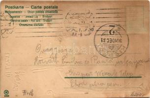 1910 Boldog Újévet! / New Year greeting art postcard, romantic couple. Art Nouveau, litho (r)