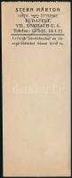 cca 1930 Stern Márton Orth. Étterme, Bp. VI. Rombach-u. 6., reklámos számolócédula, judaika, rajta ceruzás áthúzással, 15x6 cm