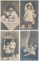 10 db RÉGI Sirolin gyógyszer reklámlap gyerekekkel / 10 pre-1945 Sirolin expectorant advertisement cards with children, cough medicine