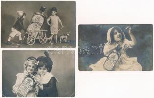 10 db RÉGI Sirolin gyógyszer reklámlap gyerekekkel / 10 pre-1945 Sirolin expectorant advertisement c...