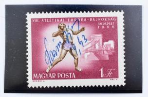 Varjú Vilmos súlylökő Európa bajnok aláírása az EB bélyegén