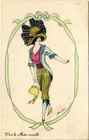 1911 Cest la Mode nouvelle / Fashion lady. French art postcard. K.F. Paris 4484. s: Xavier Sager (EK)