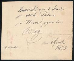 1870 Bécs, kilátás az Albrecht főherceg palota 3. emeletéről a várra, hátoldalon feliratozott akvare...