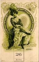 1905 Hoch Anna! Juli 26 / Lady art postcard with Name Day greeting. Art Nouveau, litho (r)