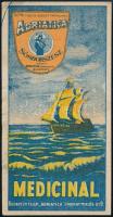 cca 1920-1930 Adriatica sósborszesz, Medicinal, litografált reklámos számolócédula, 13x7 cm