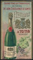 cca 1920-1930 Grand Vins de Champagne de Caves de son Excellence le comte F. Esterházy á Totis reklámos számolócédula, 12x6 cm