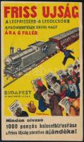 cca 1920 Friss Ujság, reklámos számlócédula, 12x7 cm