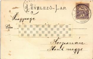 1900 Léva, Levice; Szentháromság szobor, várrom, Kaszinó épület. Schubert Pál kiadása / Trinity stat...