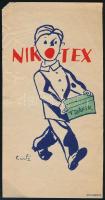Nikotex reklámos számolócédula, kis szakadással, a sarkán gyűrődésnyomokkal, 13x7 cm