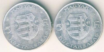 1947. 5Ft Ag "Kossuth" (2x) T:2,3
