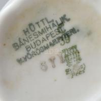 Zsolnay - Hüttl Tivadar porcelán csésze, aljjal, Kézzel festett, jelzett, minimális kopással