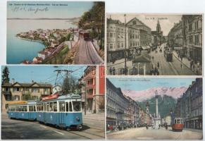 Külföldi villamosok, kb 70 db városképes lap, fele régi / Foreign city views with trams, ca 70 postcards, fifty-fifty old and new