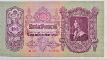 1930. 100P 8db-os vágatlan MINTA ÍV, "1943. III. 17." dátummal, "PARAFA" kísérle...