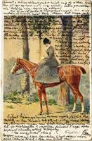 Lady with horse (kopott sarkak / worn corners)