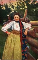 Csángó leány, magyar folklór. Magyarországi népviselet / Hungarian folklore
