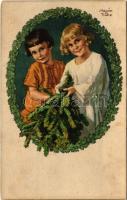 1928 Children art postcard with Christmas greeting. Wenau-Brabant 2063. s: Maxim. Trübe (fl)