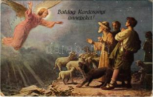 Boldog Karácsonyi ünnepeket! / Christmas greeting art postcard with angel. W.R.B. & Co. Serie Nr. 22-46. (EK)