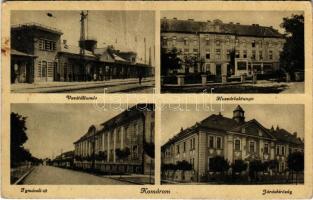 Komárom, Komárno; vasútállomás, Huszárlaktanya, Igmándi út, Járásbíróság / railway station, hussar barracks, street view, court (Rb)