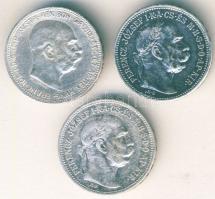 1915. 1K Ag (2x) + Ausztria 1916. 1K Ag T:1,2 pici ph.