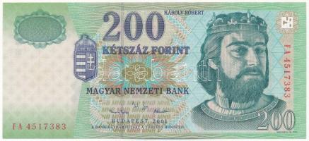 2001. 200Ft "FA 4517383" T:I / Hungary 2001. 200 Forint "FA 4517383" C:UNC Adamo F53A