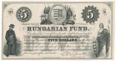 1852. 5$Kossuth bankó A sorozat, piros 20347 sorszámmal T:I / Hungary 1852. 5 Dollars A series, with red 20347 serial number C:UNC Adamo G124