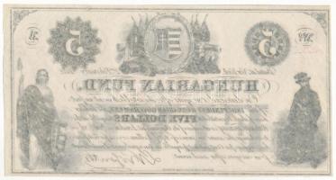 1852. 5$"Kossuth bankó" "A" sorozat, piros "20347" sorszámmal T:I / Hu...