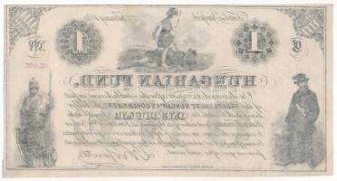 1852. 1$ "C" "Kossuth bankó" piros "22705" sorszámmal, nyomdai papírrá...