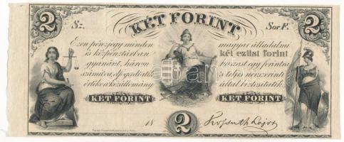 1852. 2Ft Kossuth bankó F kitöltetlen, ívszéllel T:I- / Hungary 1852. 2 Forint F without date and serial number, with margin C:AU Adamo G123