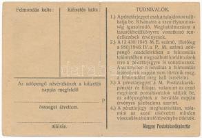 1946. 1.000.000AP nem kamatozó Pénztárjegy "Másra Át Nem Ruházható", bélyegzés nélkül T:II...