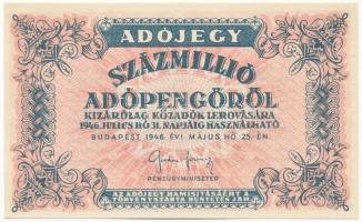 1946. 100.000.000AP T:I,I- / Hungary 1946. 100.000.000 Adópengő C:UNC,AU Adamo P55