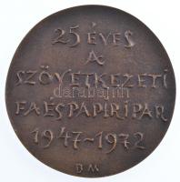 Borsos Miklós (1906-1990) 1972. "25 éves a Szövetkezeti Fa és Papíripar" kétoldalas, öntöt...