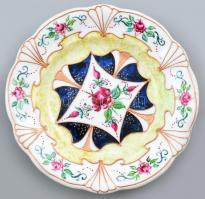 Antik porcelán tányér, kopott, jelzett, d:19cm