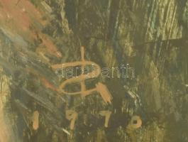 Pogány Géza (1927-2001): Száradó háló (Balaton). Olaj, farost, jelzett, hátoldalán Képcsarnok Vállal...