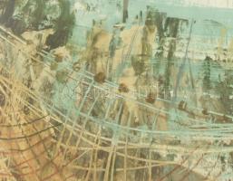 Pogány Géza (1927-2001): Száradó háló (Balaton). Olaj, farost, jelzett, hátoldalán Képcsarnok Vállal...