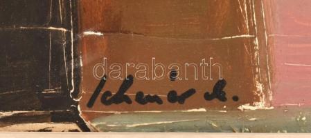 Schéner Mihály (1923-2009): Pásztorok Variációk. Olaj, farost, jelezve balra lent. Hátoldalán autogr...