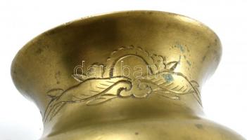 Japán 1920 körül bronz váza, relief sakura (cseresznyevirágzás) és madár ábrázolással, kopásnyomokka...