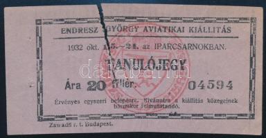 1932 Endresz György Aviatikai Kiállítás. A Budapesti Városligeti Iparcsarnokban 1932. október 15.-24...