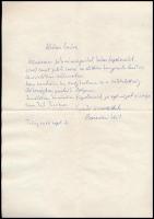 1976 Borsos Miklós (1906-1990) szobrászművész saját kézzel írt levele eredeti borítékjában Marton Endrének, melyben megköszöni a jókívánságokat baráti üdvözlettel