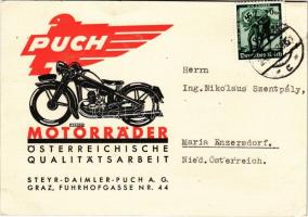 1938 Puch, Motorräder Österreichische Qualitätsarbeit. Steyr-Daimler-Puch A.G. Graz, Fuhrhofgasse Nr. 44. / Puch motorkerékpár reklám / Puch motorcycle advertisement (EK)