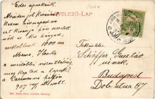 1907 Isaszeg, vasútállomás, vonat, templom, temető. Haas Géza kiadása (EK)