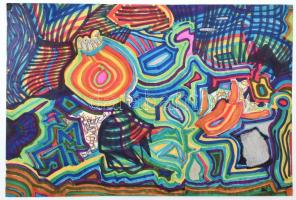 Lisziák Elek (1939-2007): Kompozíció. Vegyes technika, papír, jelezve jobbra lent, hátoldalán feliratozott, 30×40 cm / mixed technique on paper, signed lower right, with description on the reverse